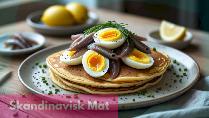 Pannkakor med kokt ägg och ansjovis